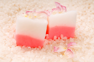 Image showing Japanese dessert, Mochi with rose