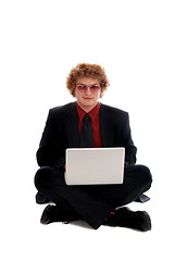Image showing Businessman sitting with Laptop
