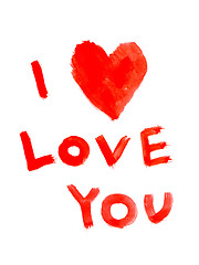 Image showing red inscription ''I love you'' with abstract heart