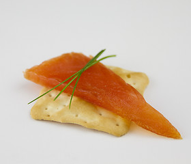 Image showing smoked salmon on a cracker