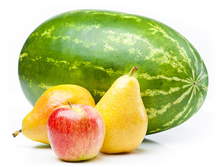 Image showing Watermelon, apple and pears.