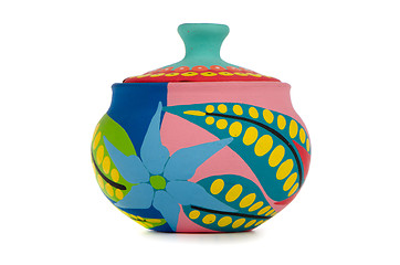 Image showing Colored clay pot