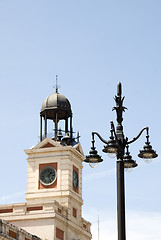 Image showing clock tower Puerta del Sol Madrid Spain