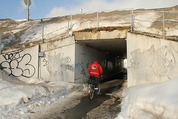 Image showing man under bridge