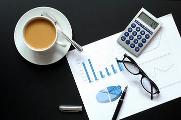 Image showing coffee and financial data