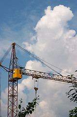 Image showing Lift crane and cloudy sky