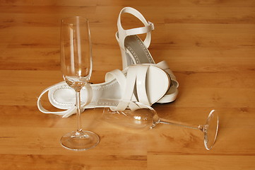 Image showing sexy high heel and champagne glass