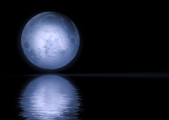 Image showing Full moon reflected in water