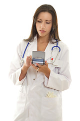 Image showing Medical Practitioner using a portable device with medical softwa