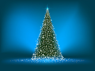 Image showing Abstract green christmas tree on blue. EPS 8