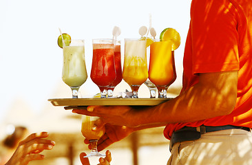 Image showing Drinks on the beach - Enjoy