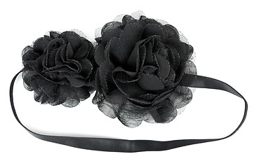 Image showing black fabric flower with crystals