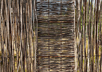 Image showing woven wooden fence