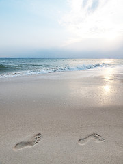 Image showing Footprints on beach