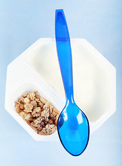 Image showing Natural white yogurt with cereals