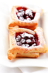 Image showing Cherry puff pastry