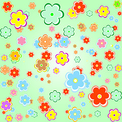 Image showing flower chamomiles pattern set on green background