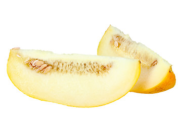 Image showing Two slice of ripe yellow melon