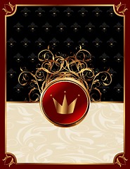 Image showing gold invitation frame with crown or packing for elegant design