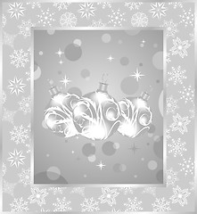 Image showing set Christmas balls on snowflakes background