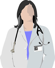 Image showing Medical doctor with stethoscope on cardiogram  background. Vecto