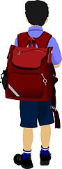 Image showing Little boy is going to school. Back to school. Vector illustrati