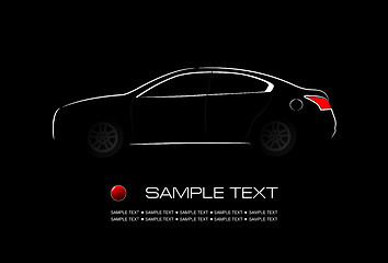 Image showing White silhouette of car on black background. Vector illustration