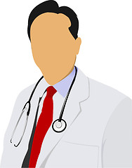 Image showing Medical doctor with stethoscope on white  background. Vector ill