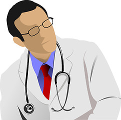 Image showing Medical doctor with stethoscope on white  background. Vector ill
