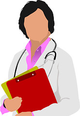 Image showing Medical doctor with stethoscope on white  background. Vector ill