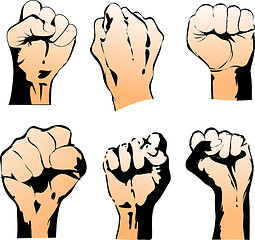 Image showing Six Struggle Hand Symbols. Vector Illustration