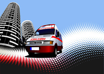 Image showing Abstract urban background with ambulance image. Vector illustrat