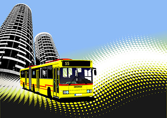 Image showing City transport on city background. Buses. Vector illustration