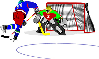 Image showing Ice hockey players. Colored Vector illustration for designers