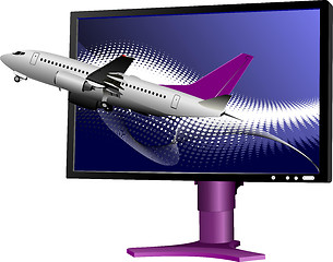 Image showing Blue dotted background with Flat computer monitor with passenger