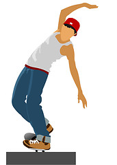 Image showing Teenager on skateboard. Vector illustration 