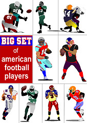 Image showing Big set of American football player s silhouettes in action. Vec