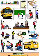 Image showing Back to school. Big set of School images. Vector