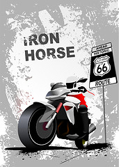 Image showing Grunge gray background with motorcycle image. Vector illustratio