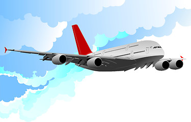 Image showing Airplane in flight . Vector illustration for designers