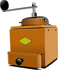 Image showing Classic coffee grinder in wooden case vector illustration isolat