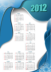 Image showing 2012 calendar with wave image. Vector illustration 