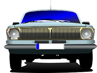 Image showing Fifty  years old blue rarity car. Vector illustration