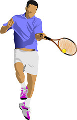 Image showing Tennis player. Colored Vector illustration for designers