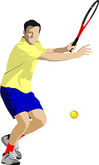 Image showing Tennis player. Colored Vector illustration for designers