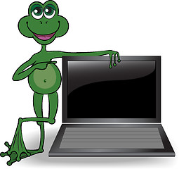 Image showing Frog with a computer