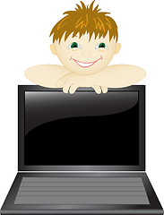 Image showing boy with laptop