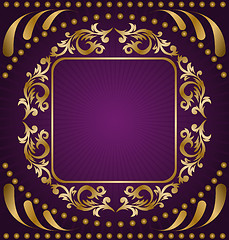 Image showing Gold ornament on a purple background