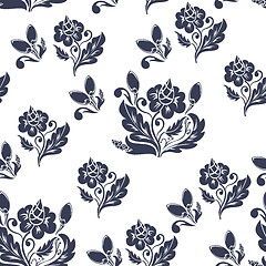 Image showing dark blue floral seamless pattern