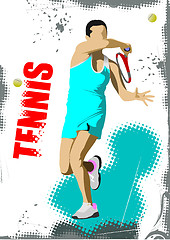 Image showing Tennis player poster. Colored Vector illustration for designers